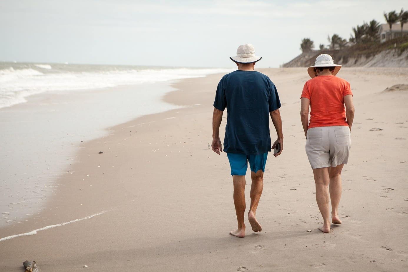 Couple Walking Down a Beach retirement, history of retirement, social security ,retirement history